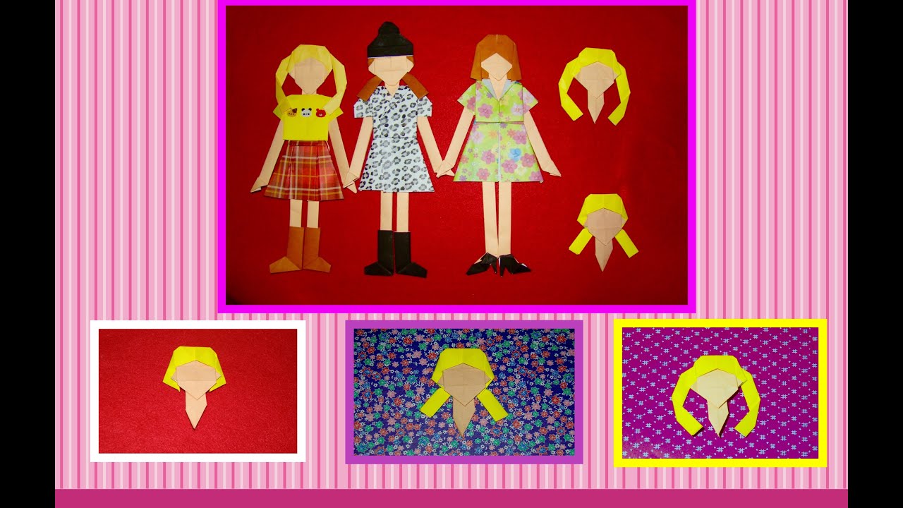 Origami Maniacs 170: Dress-Up Dolls Lesson 3: 3 Hairstyles/3 Estilos de Pelo