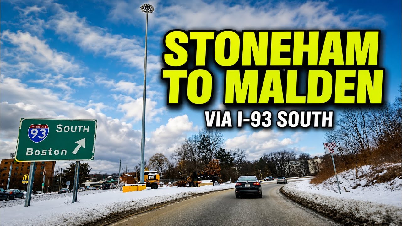 Main Street Stoneham to Townline Plaza Malden MA | 4K Scenic Drive - 3/1/22