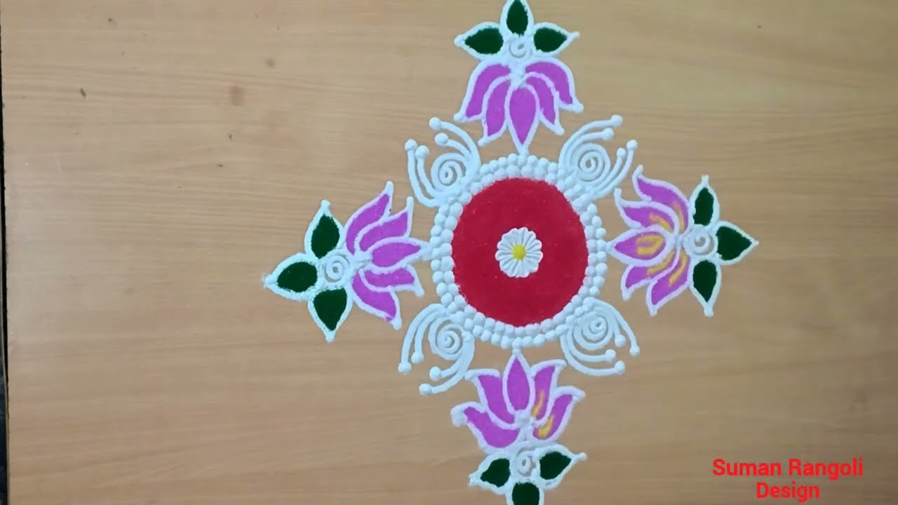 Very easy beautiful lotus rangoli