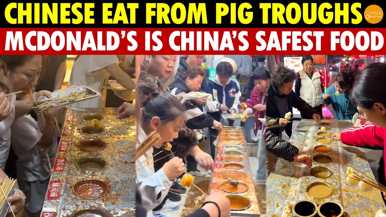 Shock! Chinese People Eat Like Pigs in Feeding Troughs, McDonald’s Being the Safest Food in China