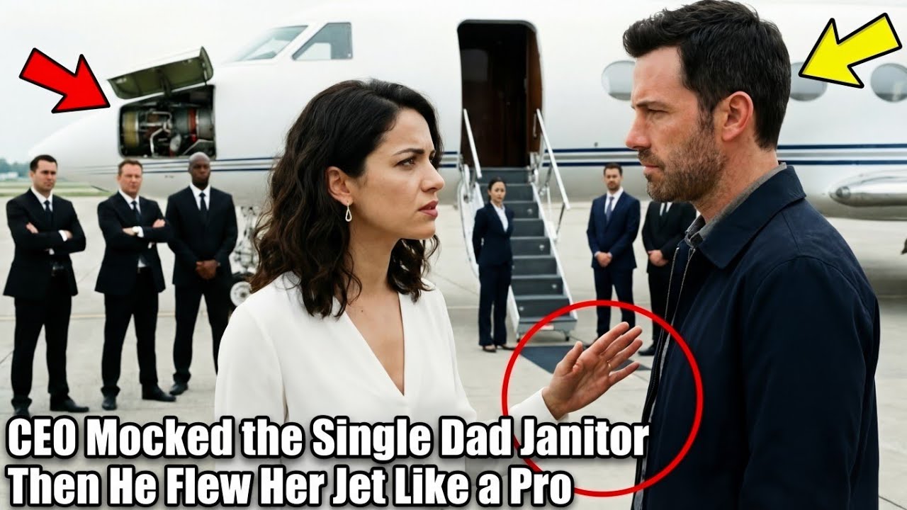 The CEO Mocked a Single Dad Janitor — Until He Flew Her Private Jet Like a Pro