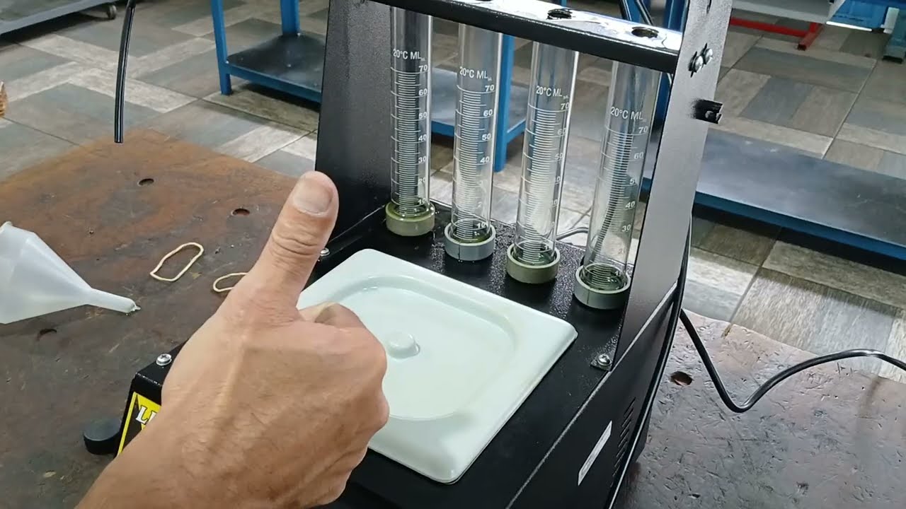 Como Colocar  Liquido de Teste dos Picos Injetores na Maquina de Limpeza de bicos Injetores?