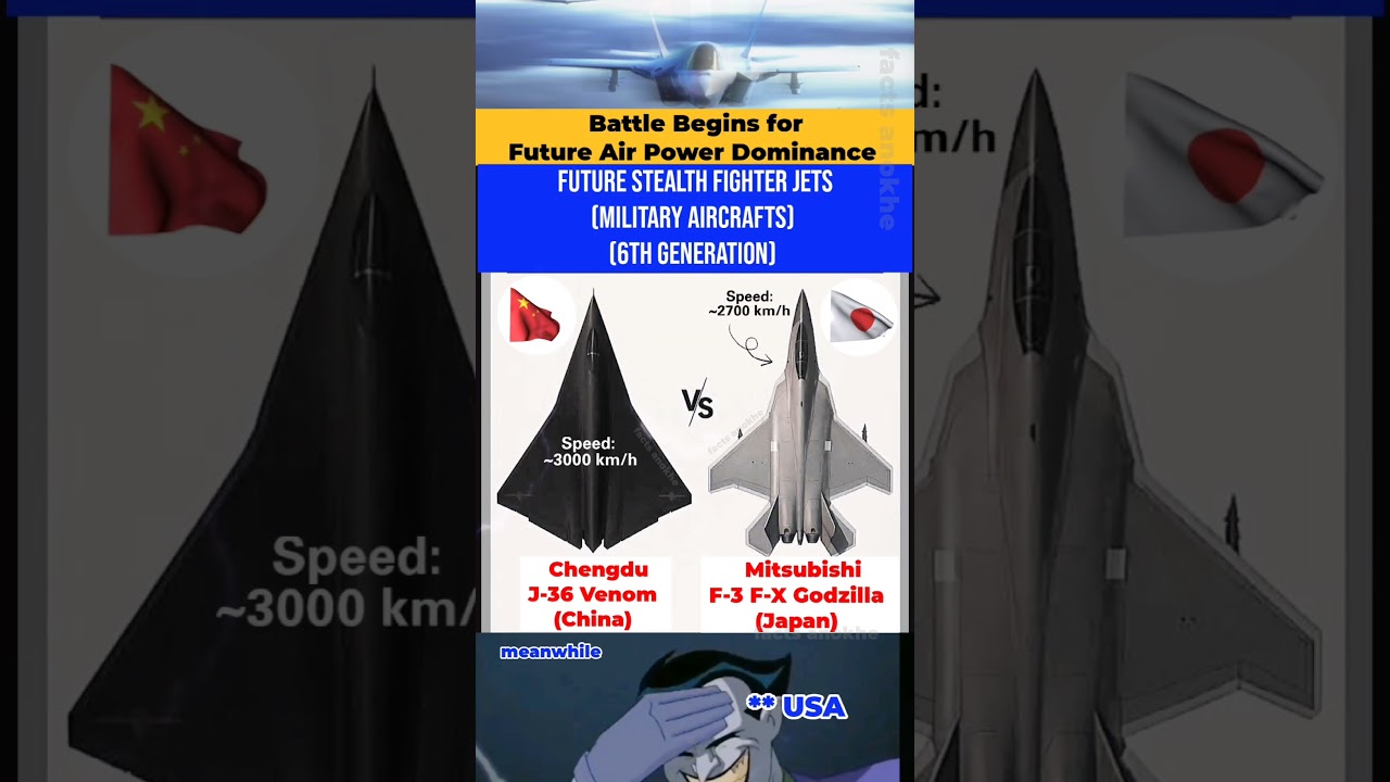 China vs Japan: 6th Gen Stealth Fighters J-36 Venom vs F-3 Godzilla #shorts #ytshorts #shortsfeed