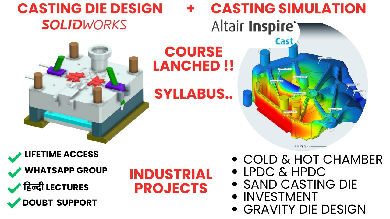 HINDI | 426. Casting Die Design SolidWorks Syllabus | Full Course WhatsApp/Call +91 9654816262