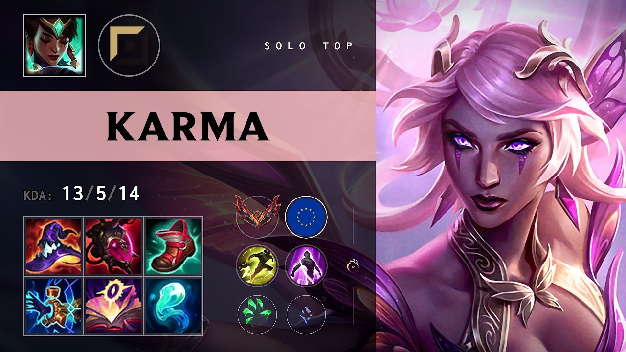 Karma Top vs Master Yi - EUW Grandmaster Patch 26.14