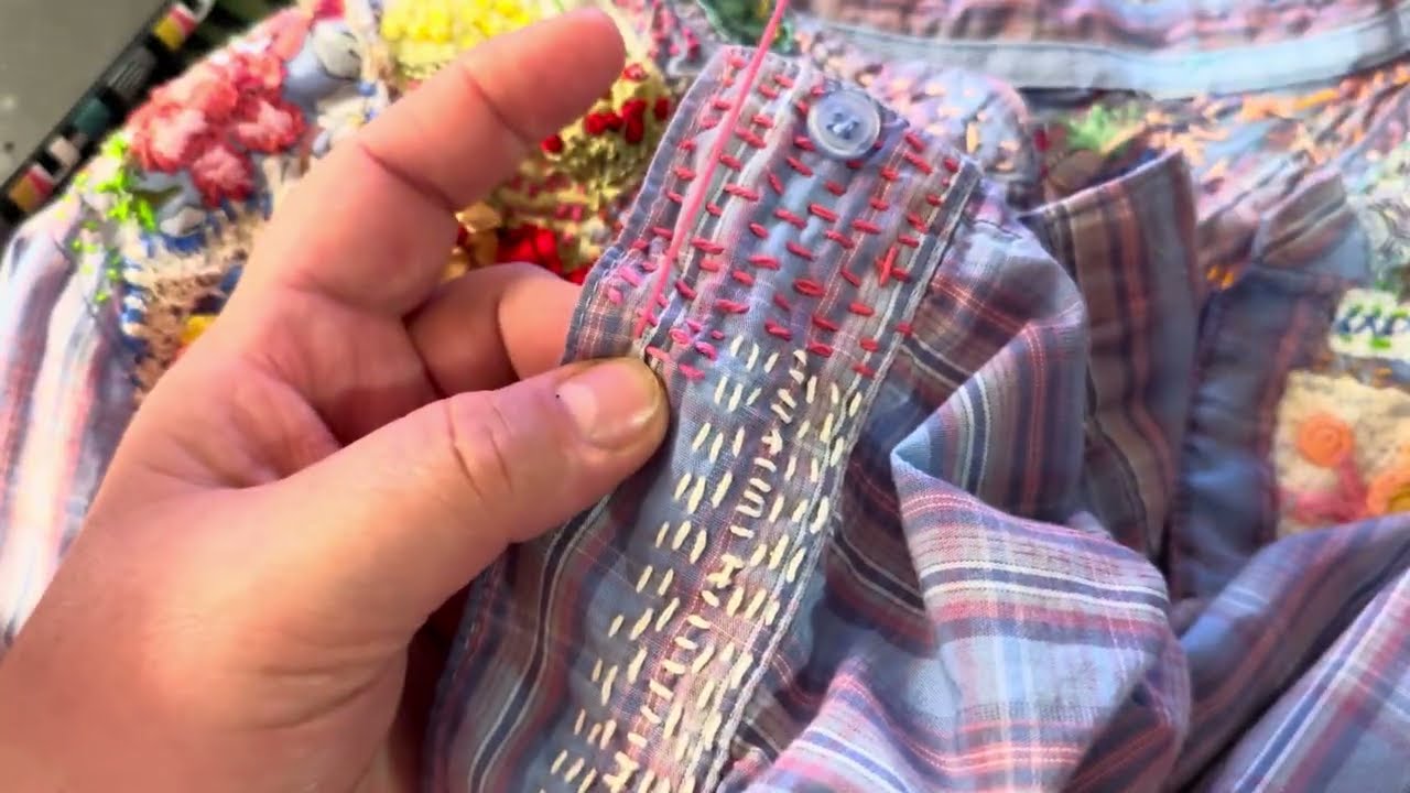 Adding more stitches to my slow stitched blouse 