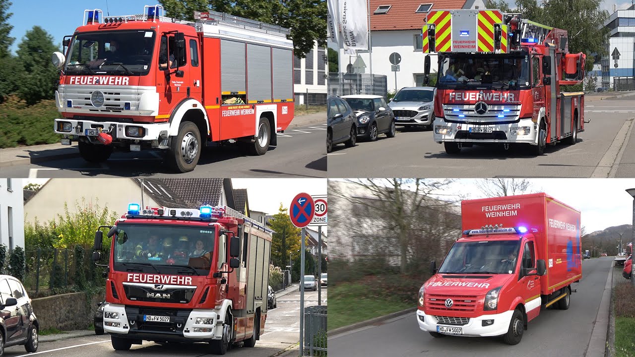 Freiwillige Feuerwehr Weinheim Abteilung Stadt & Sulzbach auf Einsatzfahrt | Zusammenschnitt