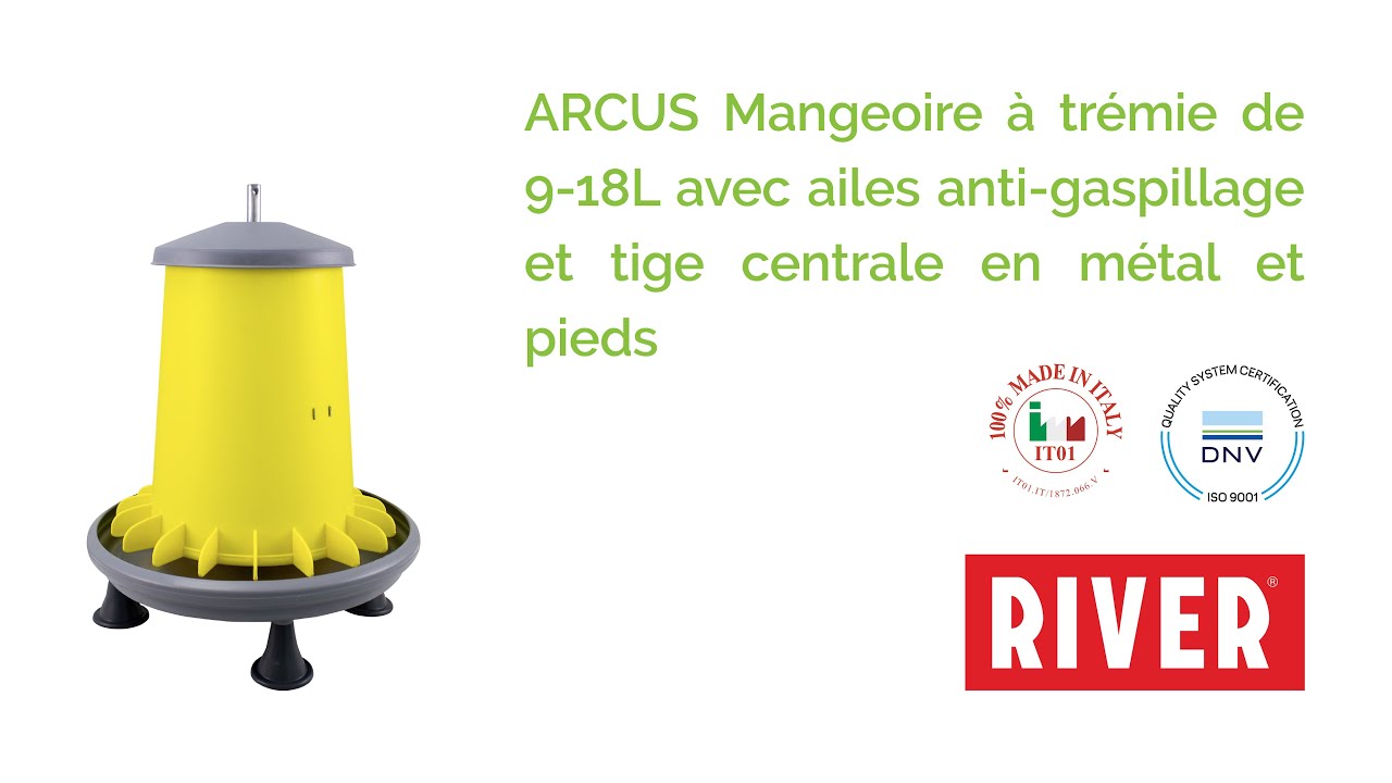 ARCUS Mangeoire à trémie de 9-18L avec ailes anti-gaspillage et tige centrale en métal