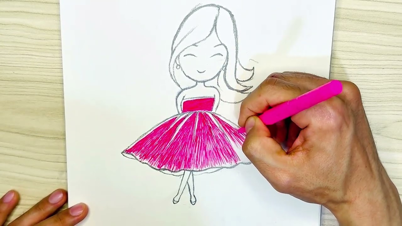 Barbie Drawing Tutorial for Beginners 🎀