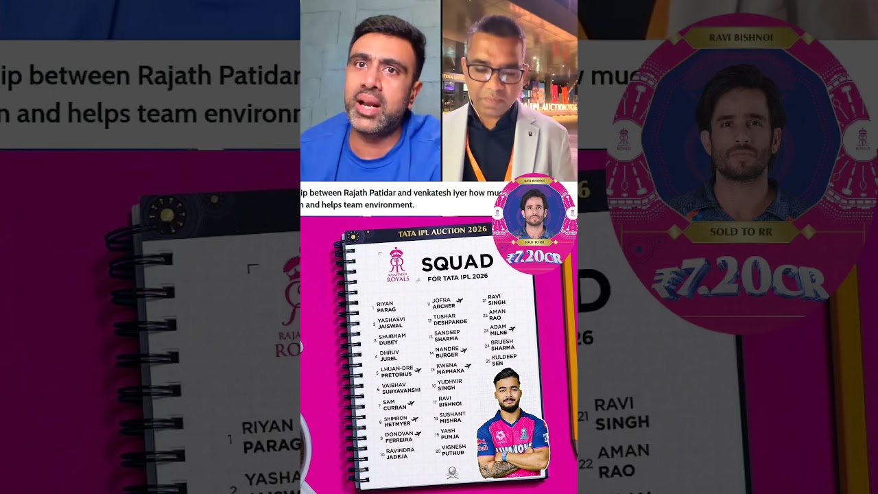 RAJASTHAN ROYAL SQUAD FOR IPL 2026 😎 | ASHWIN ON RR 🔥 #rr #ipl2026 #cricket #shorts