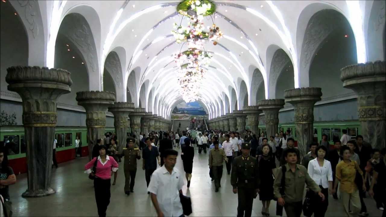 Riding 5 stops on the Pyongyang Metro (North Korea)