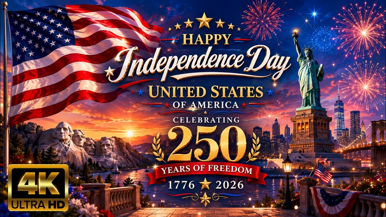 Happy 4th of July USA | 250 Years of Freedom | 4K UHD Animated Wallpaper | Relaxing Patriotic Music