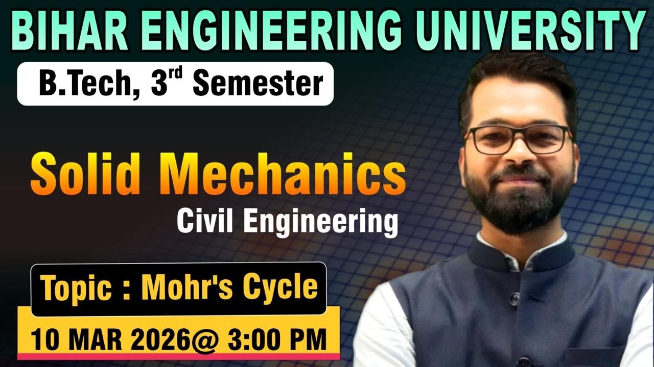 Solid Mechanics | B.tech 3rd Sem | Mohr's Cycle | Civil Engineering | Live Classes #beu #semester