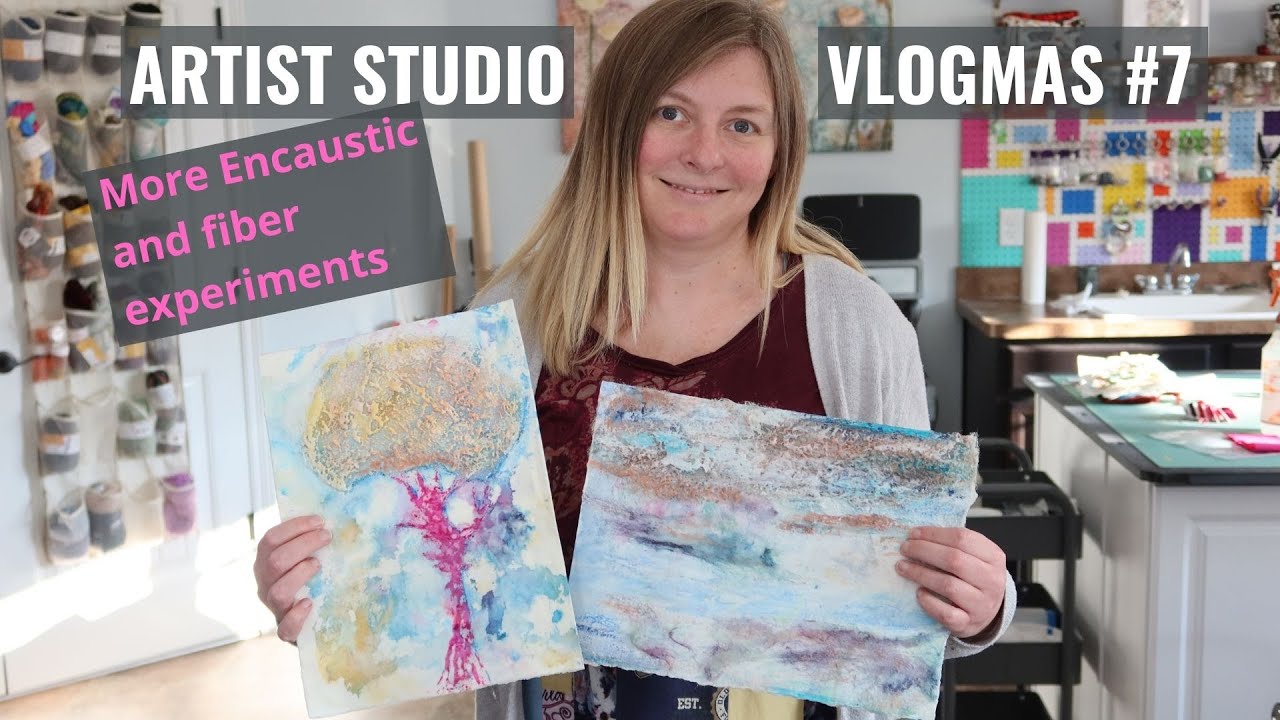 Artist Studio Vlogmas Day 7: Making Encaustic paint, creating with dyed wool roving & encaustic wax