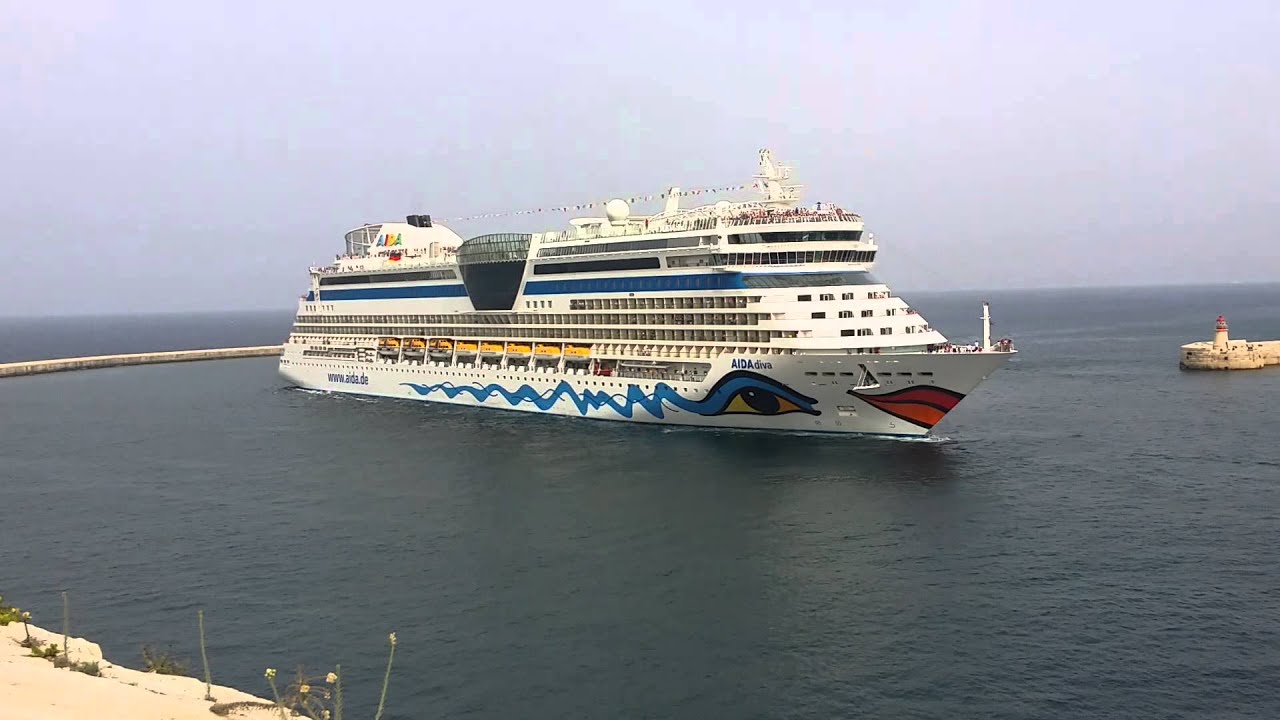 Cruise Liners MS AIDA VITA and MS AIDA DIVA entering the Valletta Grand Harbor - MALTA