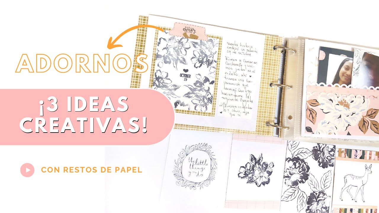 DYI -Adornos para scrap - Embossado sin Sisix, Stickers transparentes y Tarjetas project life