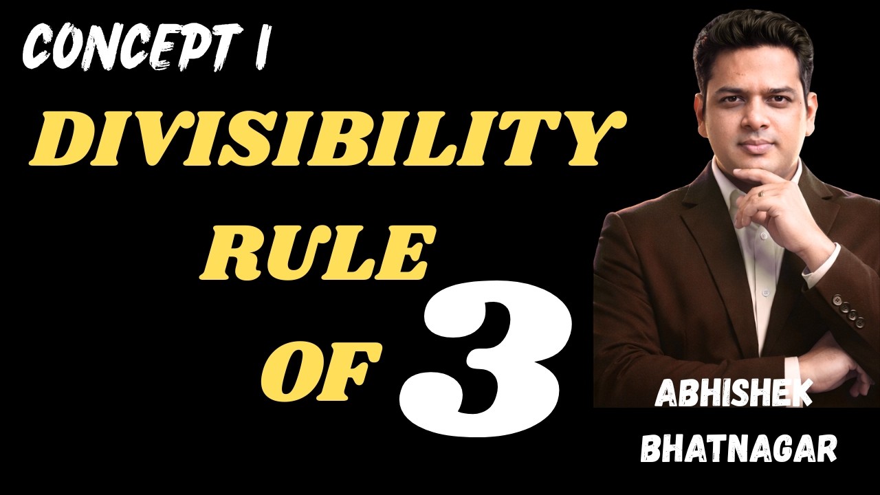 DIVISIBILITY RULE OF 3 | NUMBERS CONCEPTS #cat #cmat #tcsnqt #ssccgl  #divisibilityrule #aptitude
