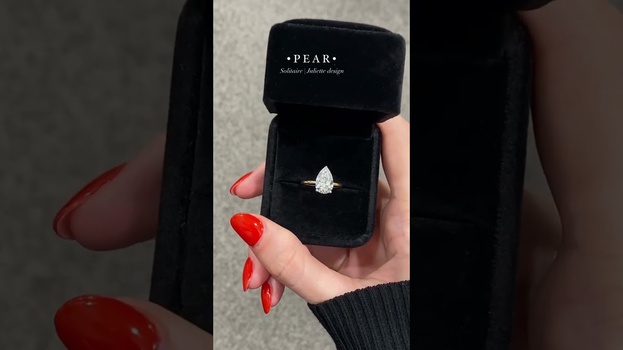 Take a look at this beautiful pear cut solitaire engagement ring in our Juliette design