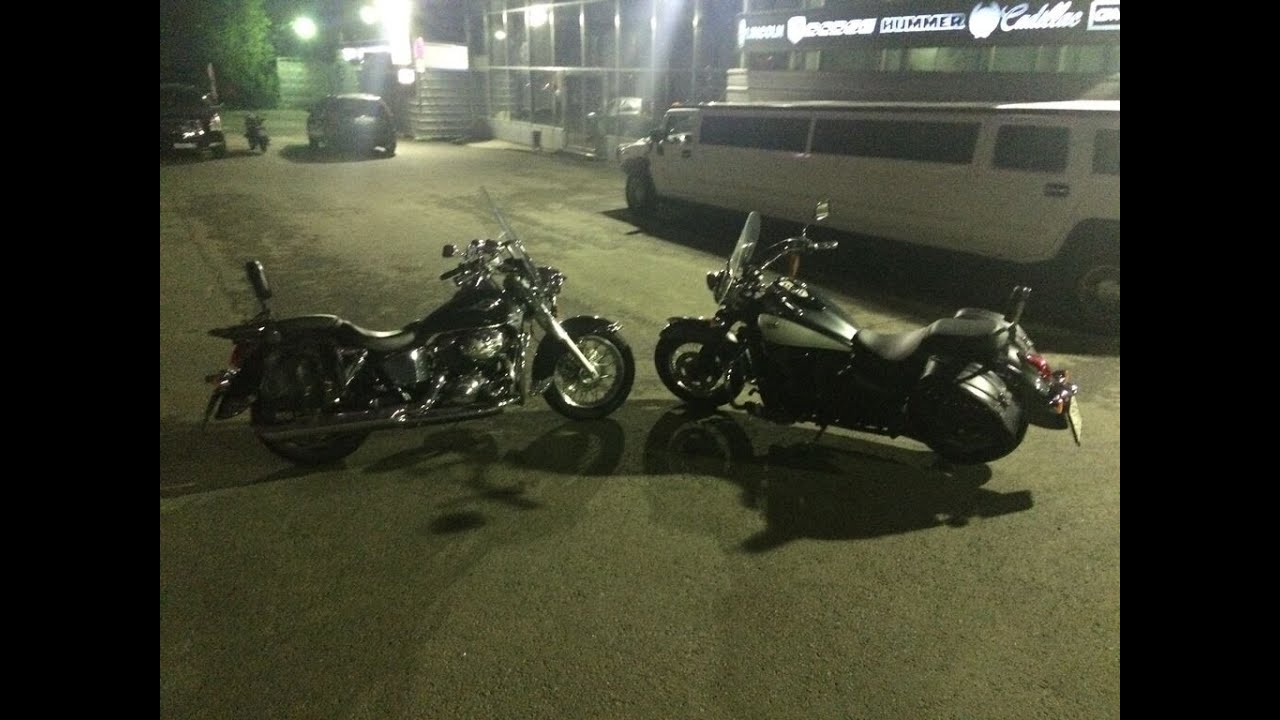 Вечерний battle Honda Shadow 750 ACE vs Kawasaki Vulcan 900!!!