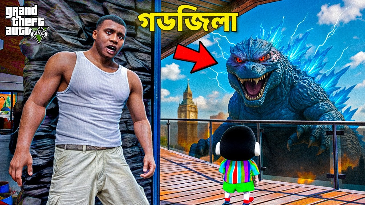 Franklin and Shinchan Survived the Biggest Godzilla Attack | GTA 5 Bangla Gameplay