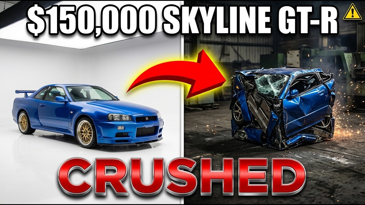 $150,000 Skyline GT-R CRUSHED Into a Metal Cube