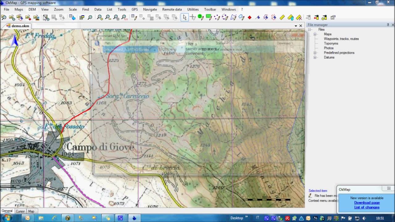 How to create a track with OkMap and display all path information (graphs, statistics)