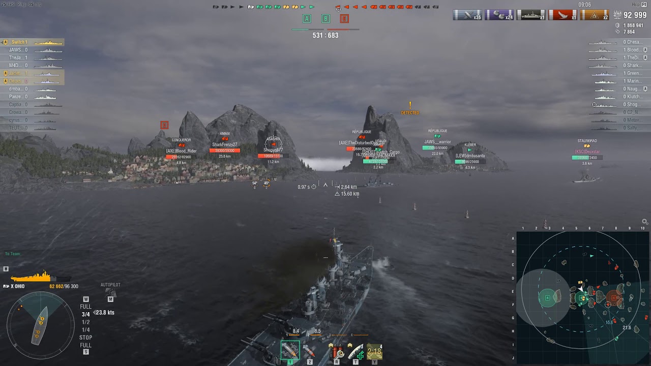 WOWs replay, Ohio 234k Dmg, Solo W+Kraken., 8 medals,