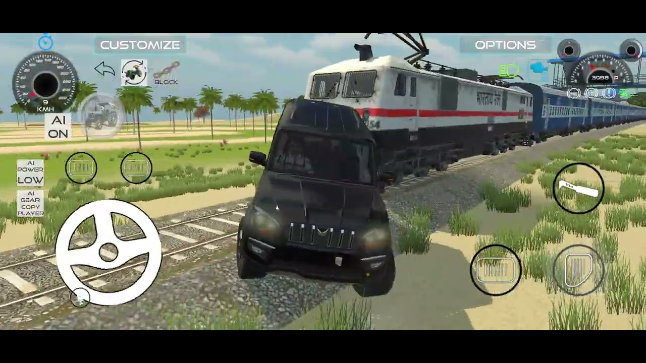 TRAIN VS SCORPIO ⚠️ @skygamer04z #train #scarpio #games #offroading 