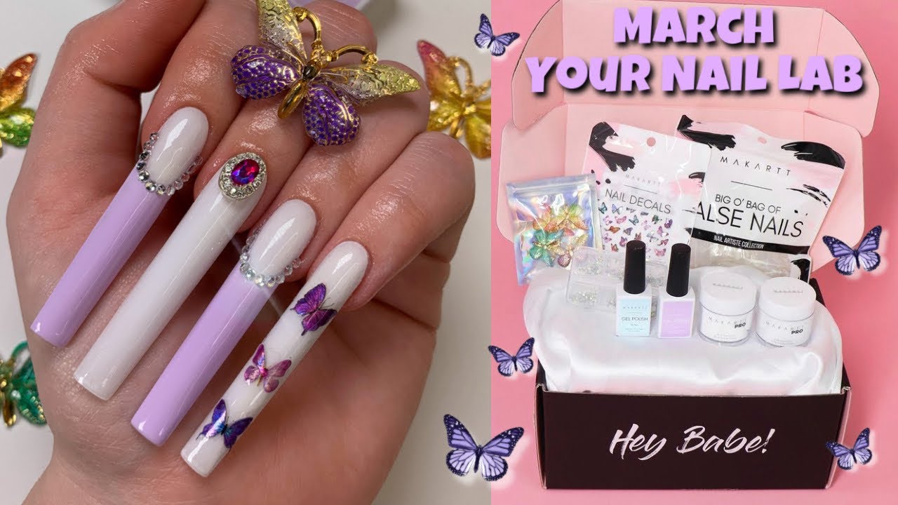 LazyGirl Method with Acrylic! Your Nail Lab MARCH BOX @kristinakouturenails Collab🦋 DIY nails
