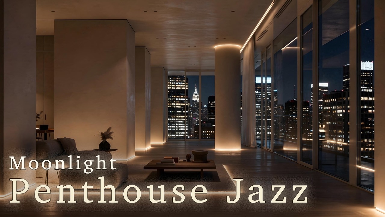 [4K] Moonlight Jazz — Manhattan Skyline Penthouse Jazz | Above The City Jazz