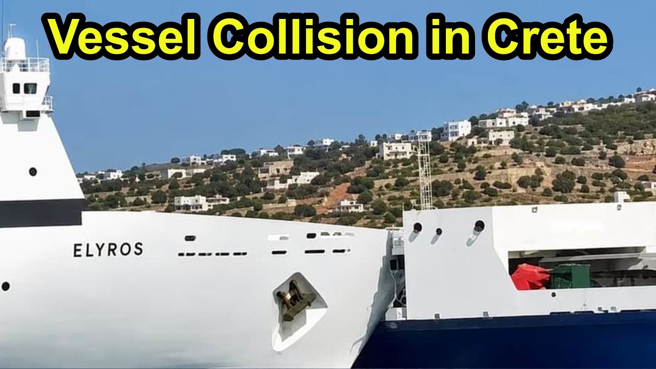 Greek Ferry and RoRo Cargo Ship Collide in Crete.