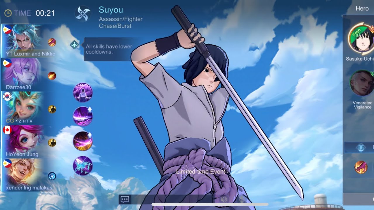 SASUKE UCHIHA VS ALL NARUTO HEROES | MOBILE LEGENDS | MLBB | ML | VICTORY | 2025 | SUYOU