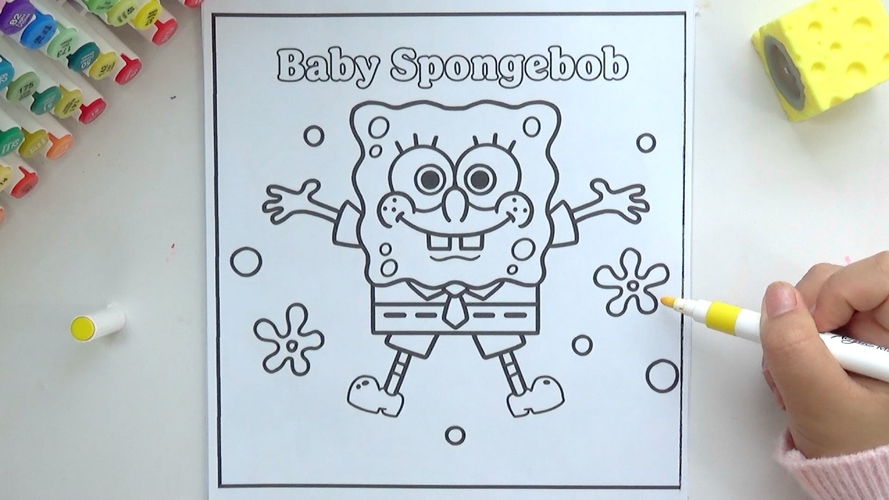 Baby SpongeBob Coloring Page 🧽 | How to Color SpongeBob SquarePants Step by Step