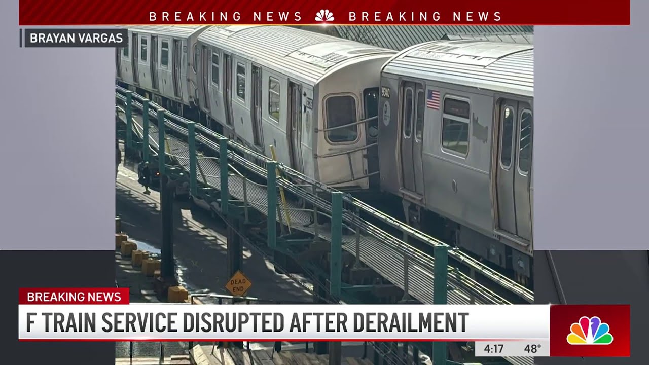 F train service disrupted after SECOND derailment in a week | NBC New York