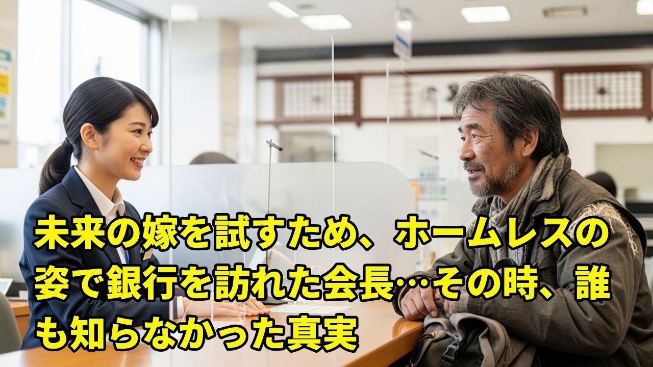 未来の嫁を試すため、ホームレスの姿で銀行を訪れた会長…その時、誰も知らなかった真実 - 人生の物語｜心に響く感動ストーリー