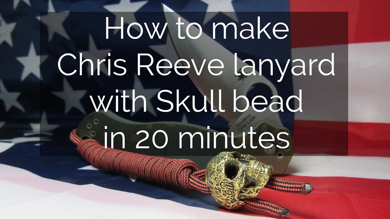 How to make a paracord lanyard with skull bead for knife Spyderco Paramilitary 2 - «Paracord&Bead»