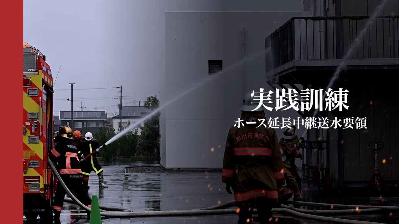 【消防団技術向上動画】ホース延長中継送水要領（火災対応研修会）