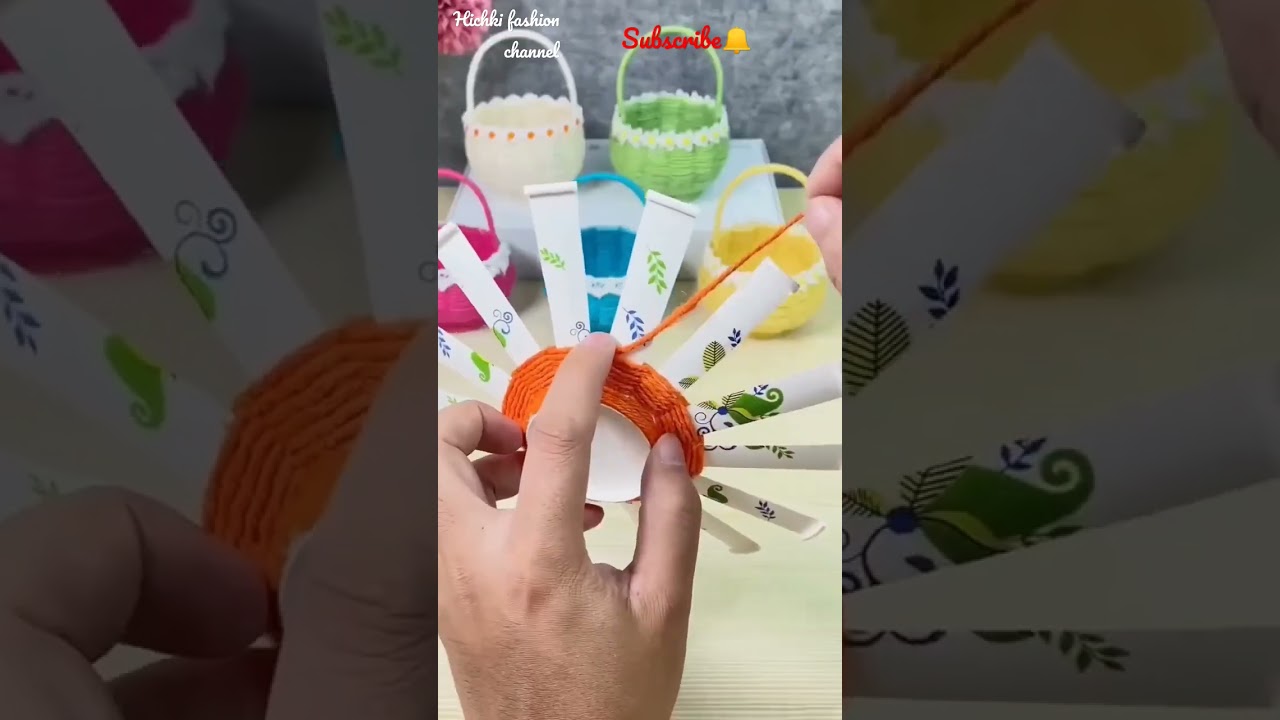 Woolen Art Cute Basket🧺 Making Ideas👈🥰#shorts