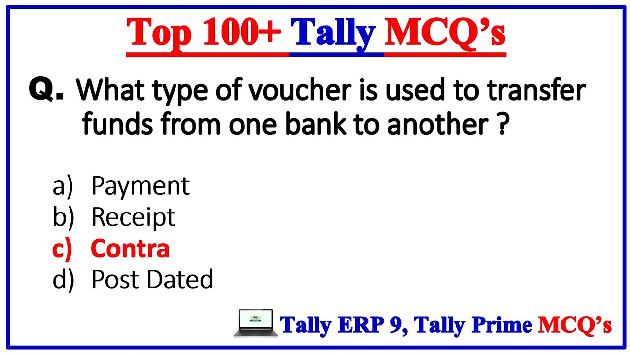 Tally MCQ | Top 100+ Tally Mcq Questions and Answers | Accounts MCQ