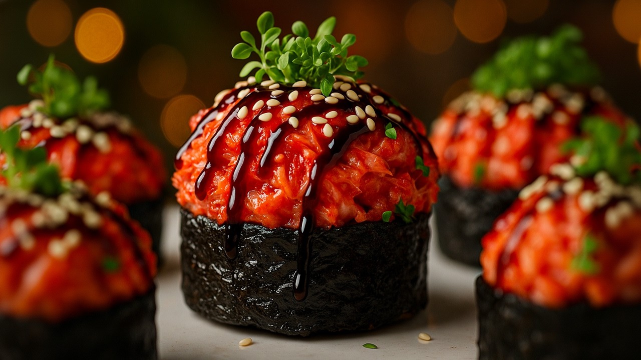 Яркая новогодняя закуска — суши-кексы! 🎄🍣✨