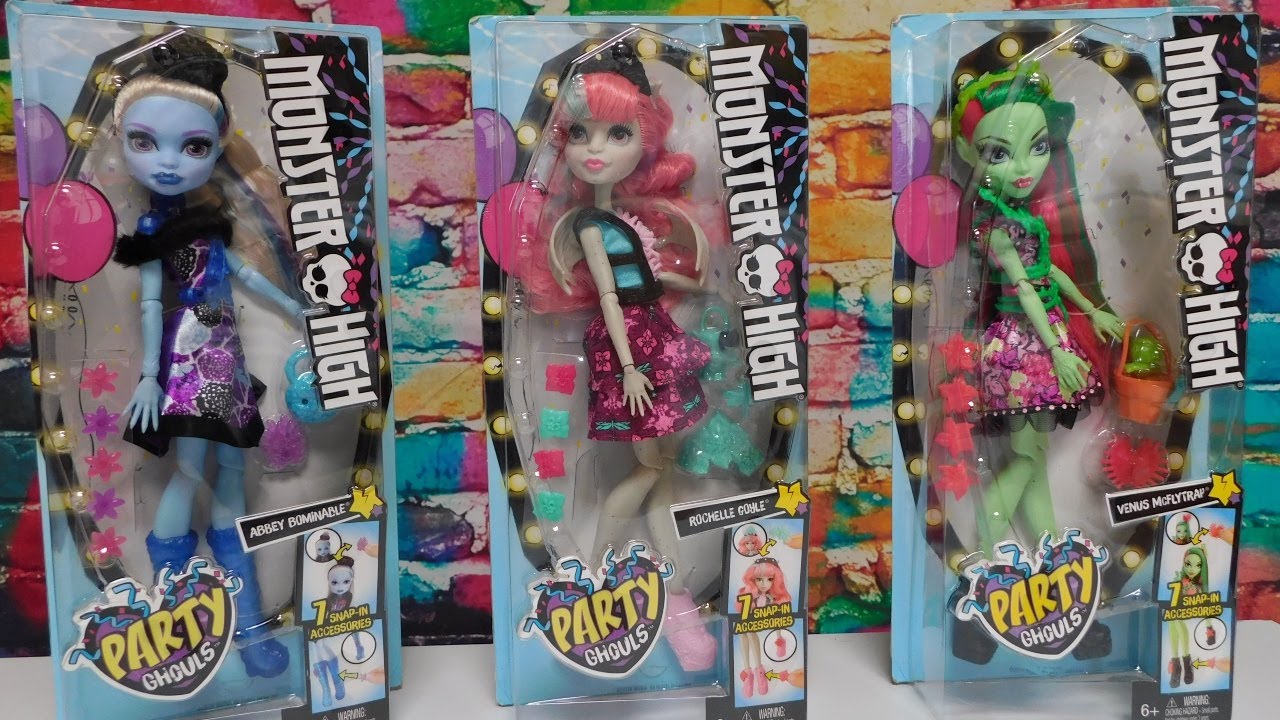 Monster High Party Ghouls: куклы Эбби Боминейбл Рошель Гойл и Венера МакФлайтрап
