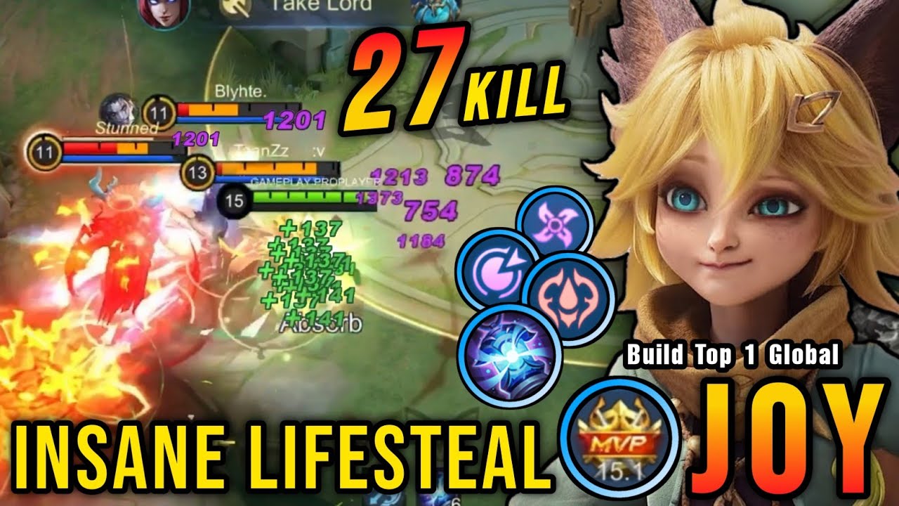 27 Kills!! Joy New Offlane Build Insane LifeSteal (PLEASE TRY) - Build Top 1 Global Joy ~ MLBB