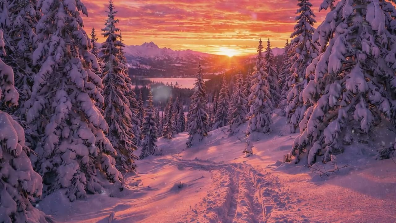 Peaceful Winter Sunrise in Snowy Forest ❄️ Relaxing Nature Sounds – Calm Screensaver