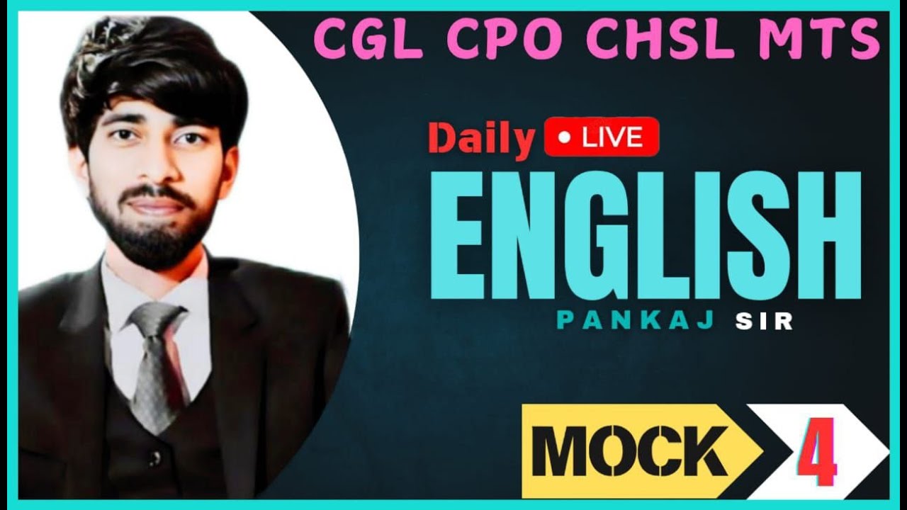 English Practice Mock -4|| CGL CPO CHSL MTS 2025 || Pankaj Sir