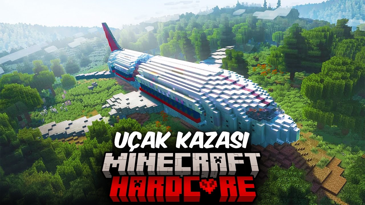 Minecraft Hardcore UÇAK KAZASINDA 100 GÜN HAYATTA KALIYORUM!