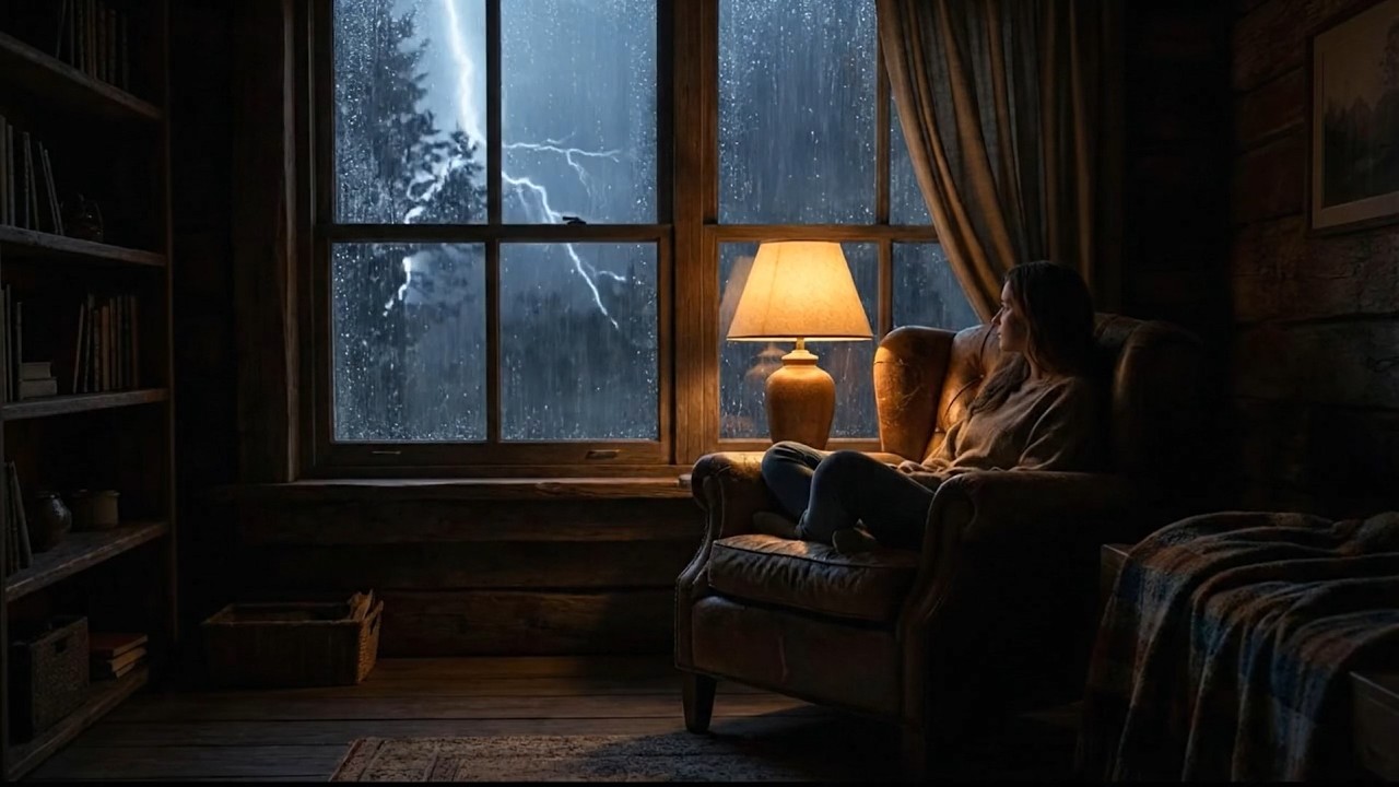 LIVE 🌩️ Cozy Cabin Thunderstorm at Night | Natural Rain & Thunder Sounds for Sleep