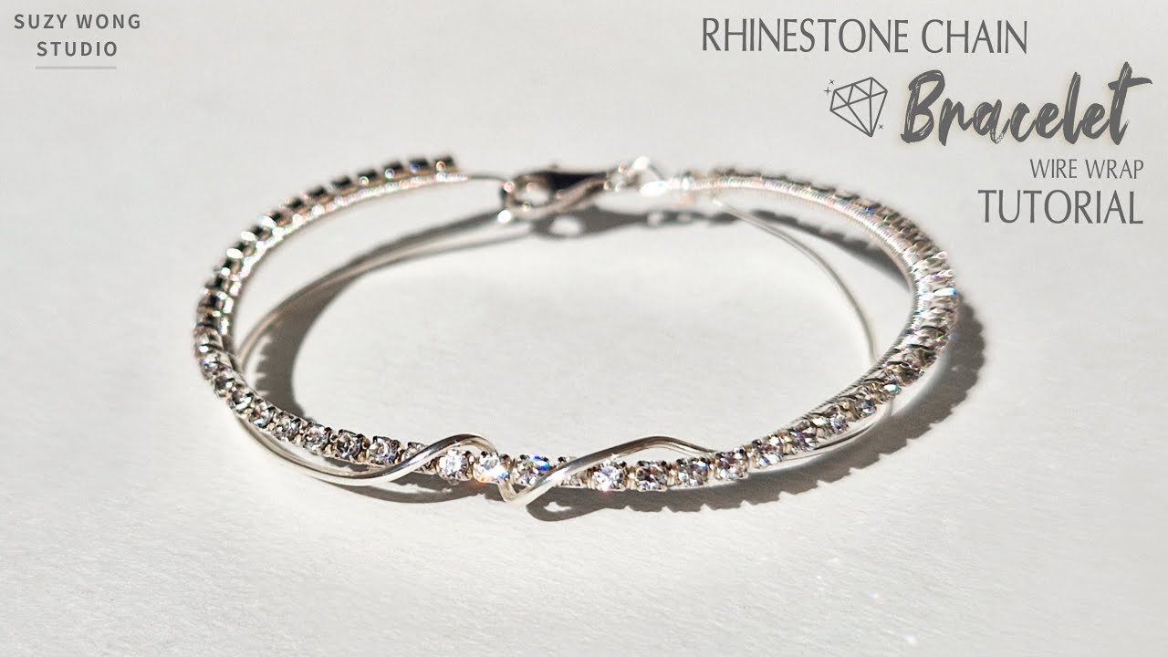 Rhinestone Chain×Wire Wrap Bracelet Tutorial| Easy Bracelet| DIY Bracelet| DIY Jewelry| How to make