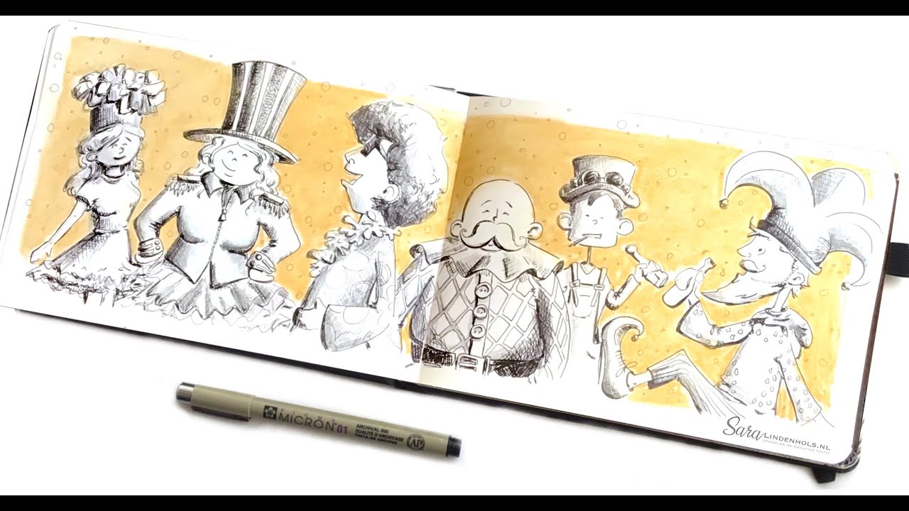 Carnaval cartoon doodle workshop van Sara Lindenhols
