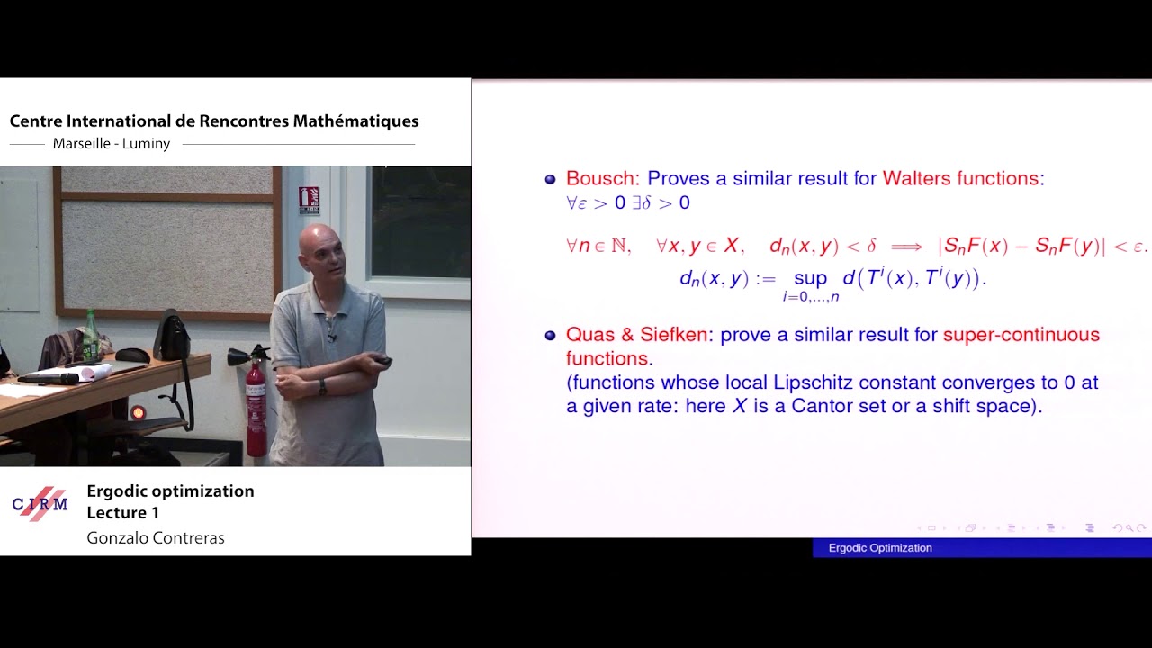 Gonzalo Contreras: Ergodic optimization - lecture 1