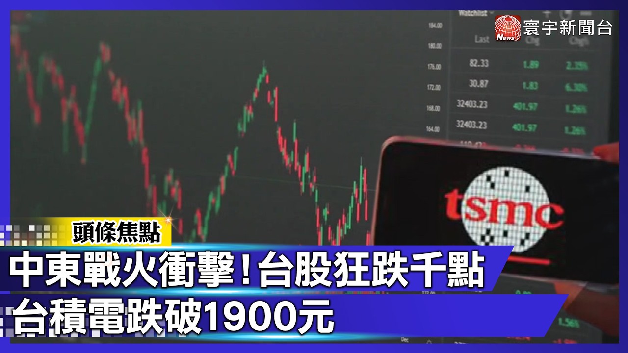 中東戰火衝擊！台股狂跌千點 台積電跌破1900元｜#寰宇新聞
